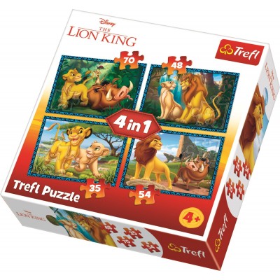 Trefl-34317 4 Puzzles - Lion King