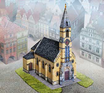 Puzzle Schreiber-Bogen-686 Kartonmodelbau: Altstadt-Kirche Pfersbach