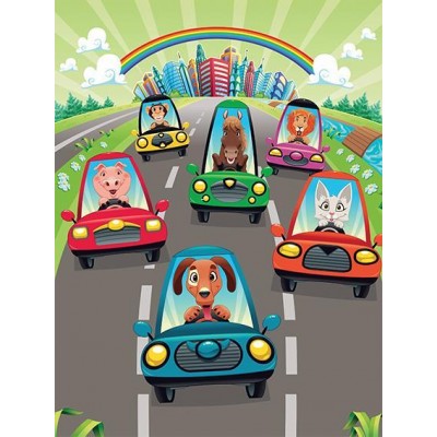 Art-Puzzle-5901 Wooden Puzzle - Cute Drivers