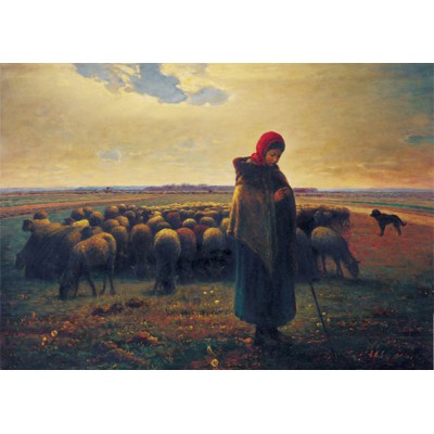 Puzzle Art-Puzzle-81047 Shepherdess with her Flock