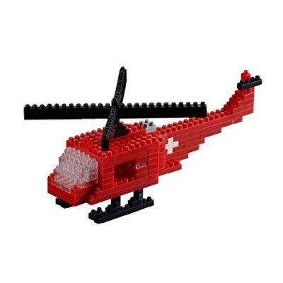 Brixies-58716 Nano 3D Puzzle - Swiss Helicopter (Level 3)