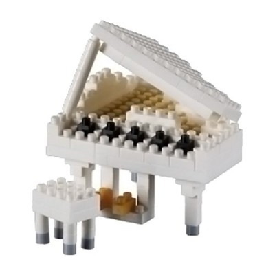 Brixies-58775 Nano 3D Puzzle - Klavier (Flügel) Weiß (Level 3)