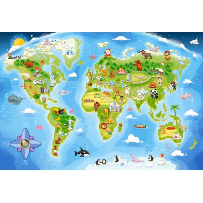 Castorland-040117 Extragroße Puzzleteile - Weltkarte