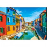 Puzzle  Castorland-105250 Die Farben von Burano, Italien