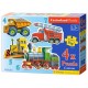 4 Mini-Puzzles: Baustelle, Feuerwehr und Lokomotive
