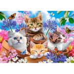 Puzzle  Castorland-53513 Kätzchen mit Blumen
