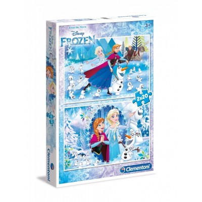 Clementoni-07030 2 Puzzles - Frozen