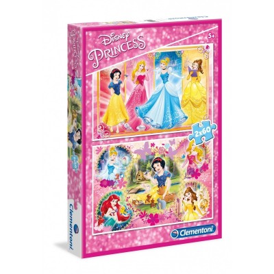 Clementoni-07133 2 Puzzles - Disney Princess