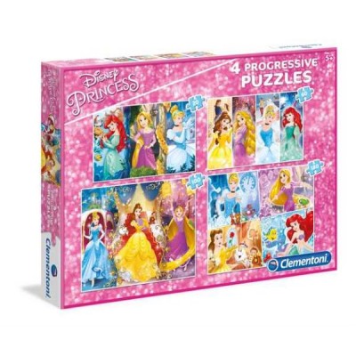 Clementoni-07721 4 Puzzles - Disney Princess