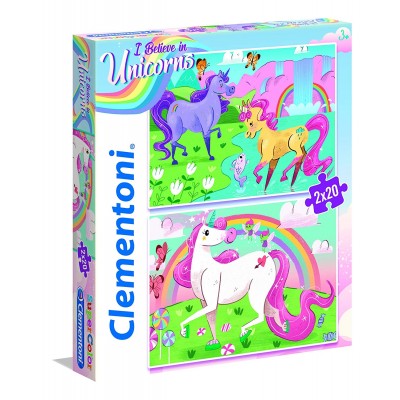 Clementoni-24754 2 Puzzles - I Believe in Unicorns