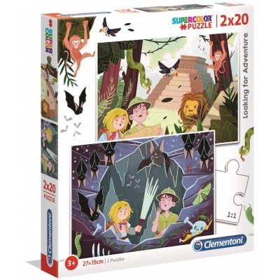 Clementoni-24763 2 Puzzles - Looking For Adventure
