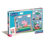  Clementoni-25293 3 Puzzles - Peppa Wutz