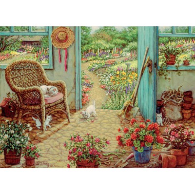 Puzzle Cobble-Hill-51715 Janet Kruskamp: Das Gartenhäuschen