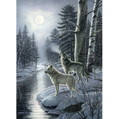 Puzzle Cobble-Hill-51811 James A. Meager - Wolves by Moonlight