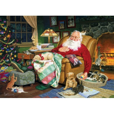 Puzzle Cobble-Hill-52060 XXL Teile - Tom Newsom: Kleine Pause für den Weihnachtsmann