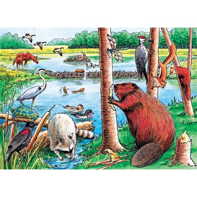 Cobble-Hill-58802 Rahmenpuzzle - Beaver Pond Tray Puzzle