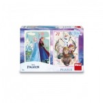  Dino-38619 2 Puzzles - Die Eiskönigin : Anna und Elsa