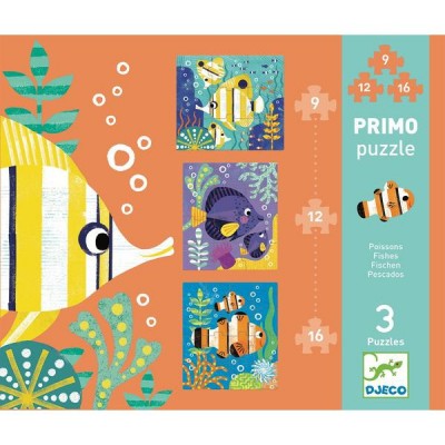 Djeco-07138 3 Puzzles - Fischen