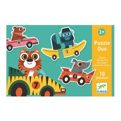 Djeco-08148 10 Puzzles Duo Bolides