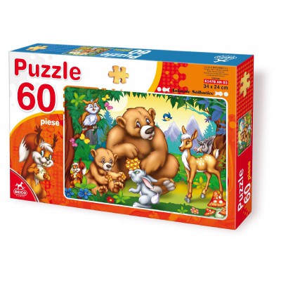 Puzzle Dtoys-61478 Familie Bär mit anderen Tieren aus dem Wald