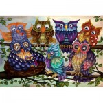 Puzzle  DToys-74416 Bunte Eulen