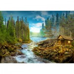 Puzzle  Enjoy-Puzzle-1605 A Log Cabin by the Rapids