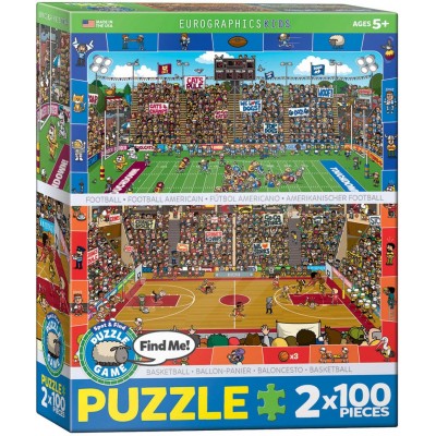 Eurographics-8902-0621 2 Puzzles - Find Me - Basketball & Amerikanischer Football