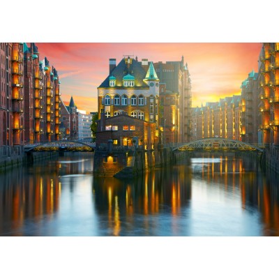 Puzzle Grafika-F-31430 Deutschland Edition - Hamburg, Alte Speicherstadt