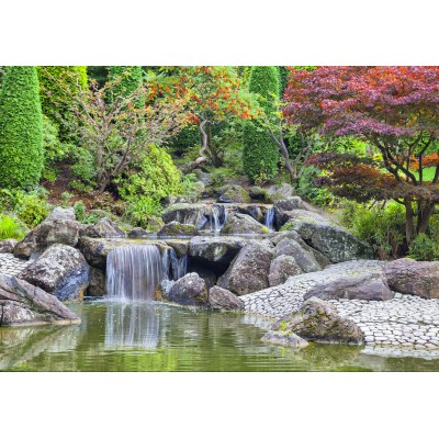 Puzzle Grafika-F-32132 Deutschland Edition - Wasserfall im japanischen Garten, Bonn