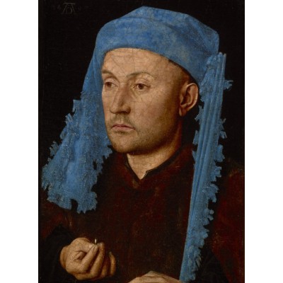 Puzzle Grafika-01725 Jan van Eyck - Portrait of a Man with a Blue Chaperon, 1430-33