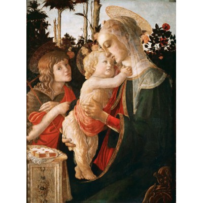 Puzzle Grafika-F-30336 Sandro Botticelli: Jungfrau und das Kind mit Johannes, 1470-1475