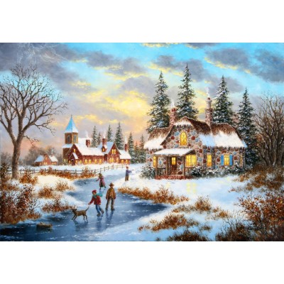 Puzzle Grafika-F-33137 Dennis Lewan - A Mid-Winter's Eve