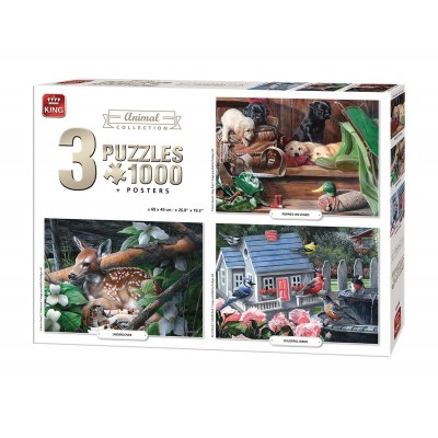 King-Puzzle-05206 3 Puzzles - Animals Collection
