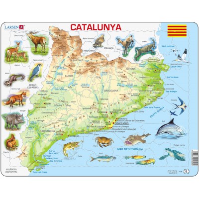Larsen-A28 Rahmenpuzzle - Katalonien und seine Tiere (auf Katalanisch)
