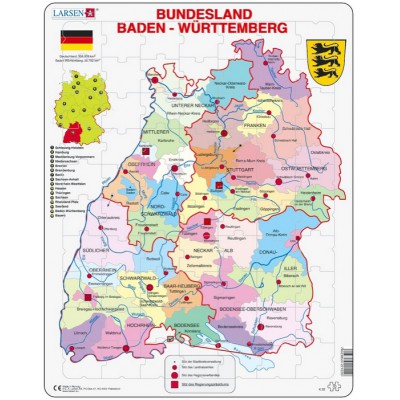 Larsen-K22-DE Rahmenpuzzle - Bundesland: Baden Württemberg