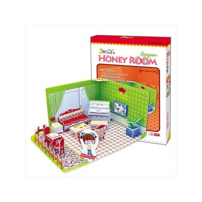 Cubic Fun 3D Puzzle - Honey Room: Wohnzimmer (Schwierigkeit: 3/8)