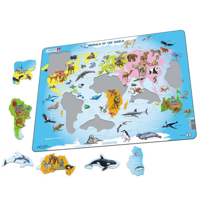 Larsen Rahmenpuzzle - Animals of the World (Holländisch)
