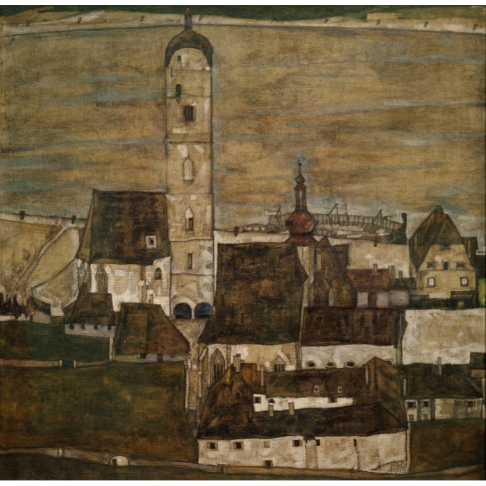 Grafika Egon Schiele: Stein an der Donau II, 1913