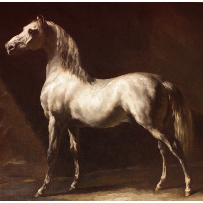 Grafika Théodore Géricault: Cheval Arabe Gris-Blanc