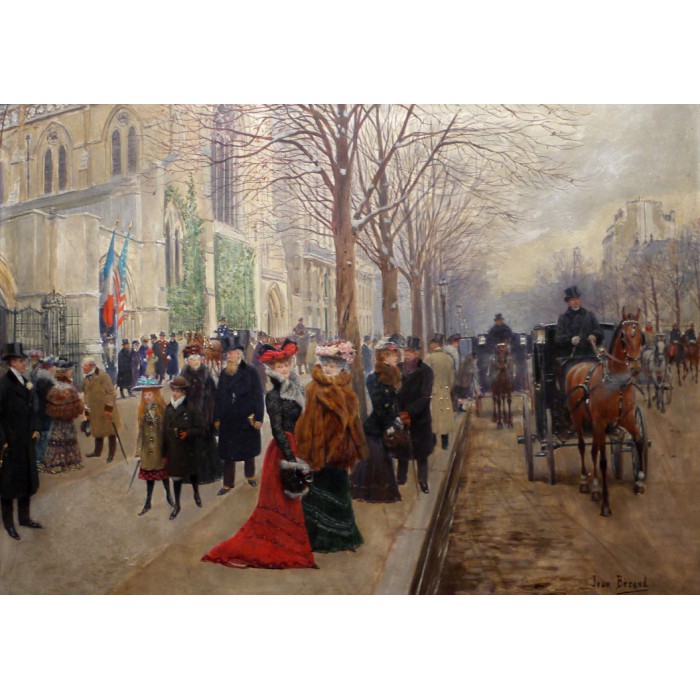Grafika Jean Béraud: Après l`office à l`Eglise de la Sainte-Trinité, 1900