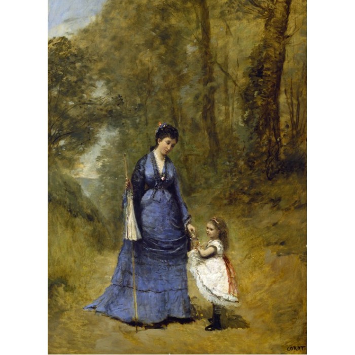 Grafika Jean-Baptiste-Camille Corot: Madame Stumpf and Her Daughter, 1872
