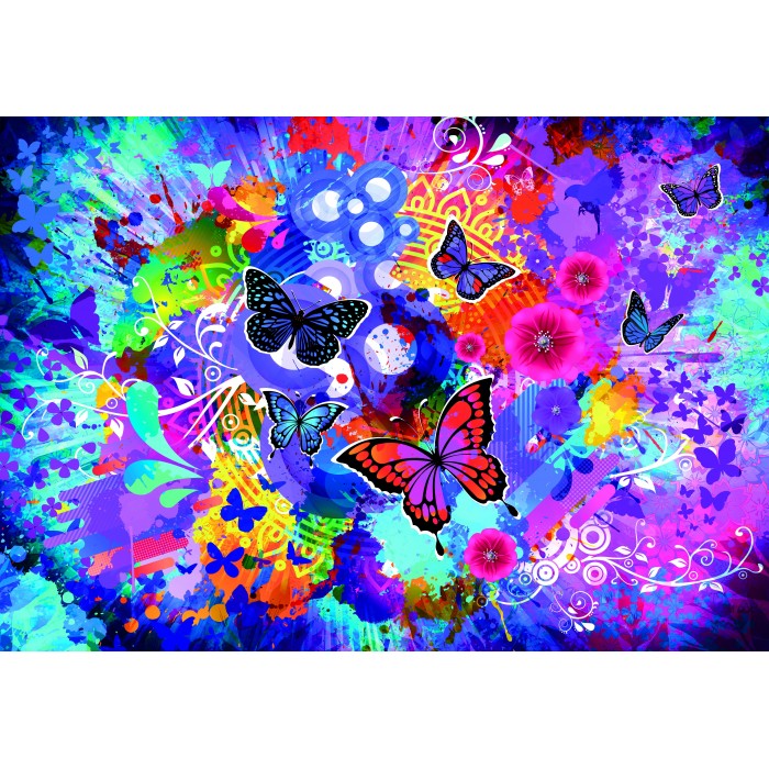 Grafika Kids Bunte Blumen und Schmetterlinge
