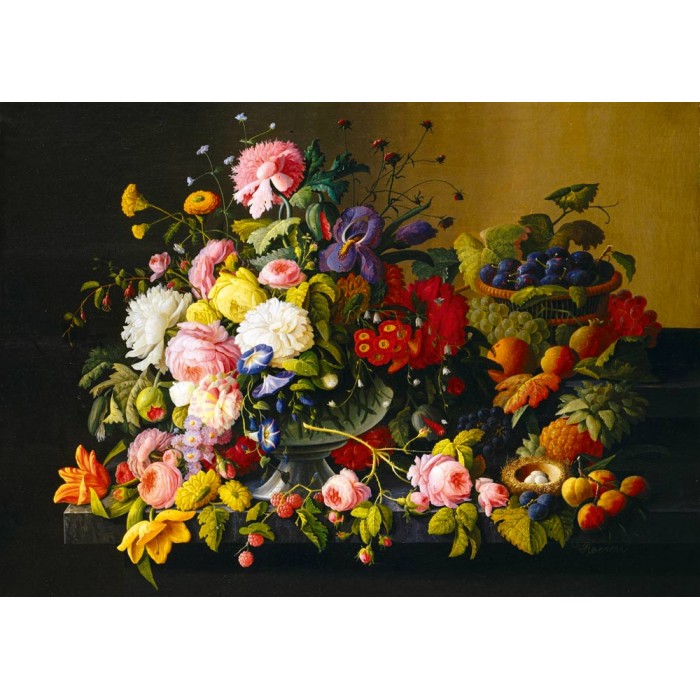 Bluebird Puzzle Severin Roesen - Still Life, Flowers and Fruit, 1855