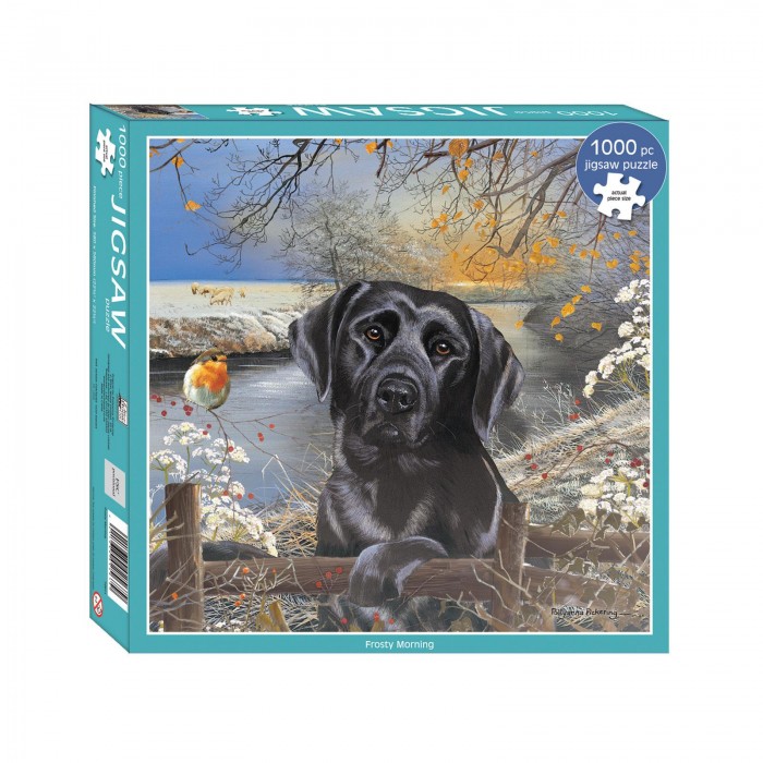 Otter House Puzzle Black Labrador Frosty Morning