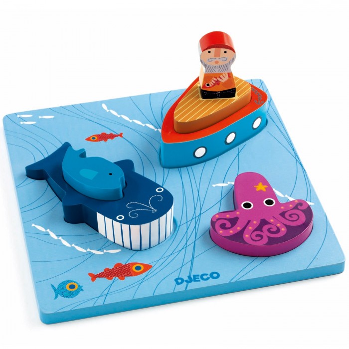 Djeco Holzpuzzle - 1,2,3 Moby