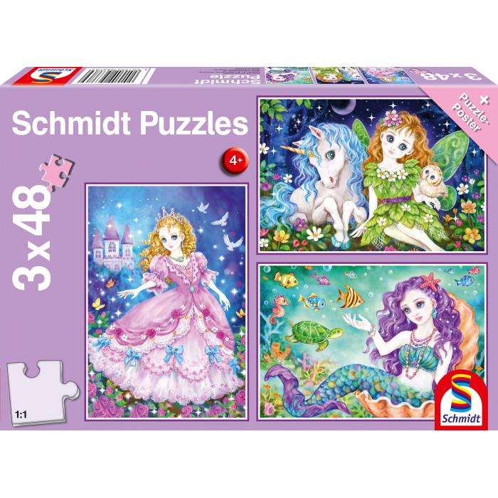 Schmidt Spiele Prinzessin, Fee & Meerjungfrau (3x48 Teile)