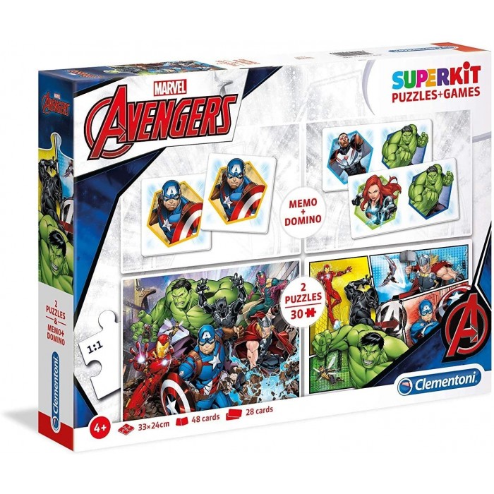 Clementoni Superkit 4 in 1 - The Avengers (2 Puzzles + Memory + Domino)
