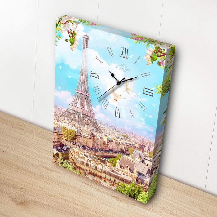 Pintoo Leinwand mit Uhr - Spring in Paris
