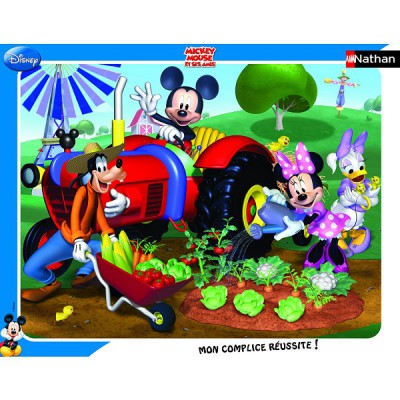 Nathan-86101 Puzzle 35 Teile Rahmenpuzzle - Mickey: Mickey und seine Freunde im Garten