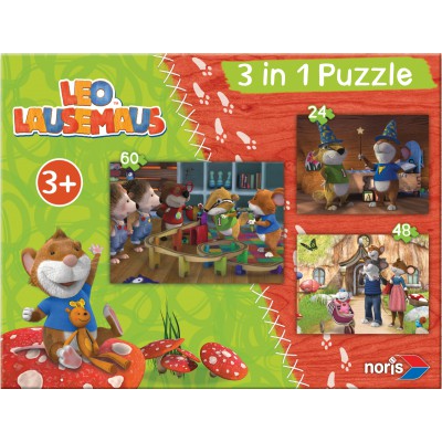 Noris-6060-31428 3 Puzzles - Leo Lausemaus
